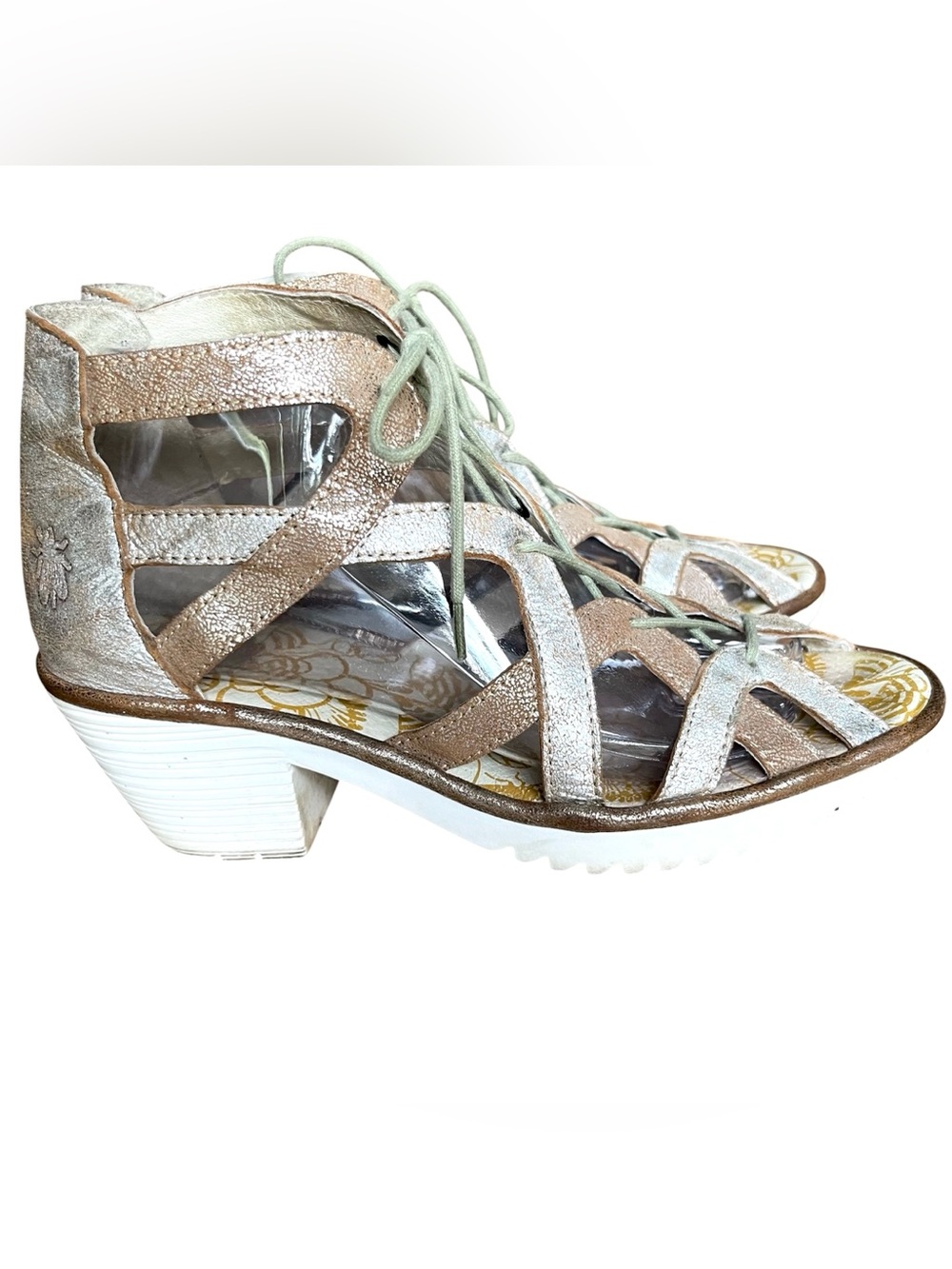 Fly London Gladiator Sandals “Want”Pearl/Luna Size 39